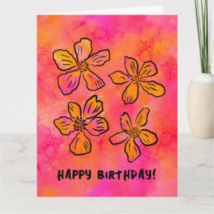 Happy Birthday Pink Floral Pop Kunst Karte