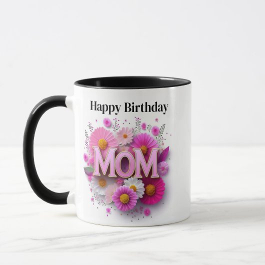 Happy Birthday Pink Floral Tasse (Links)