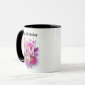 Happy Birthday Pink Floral Tasse (Vorderseite Links)
