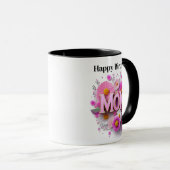 Happy Birthday Pink Floral Tasse (VorderseiteRechts)