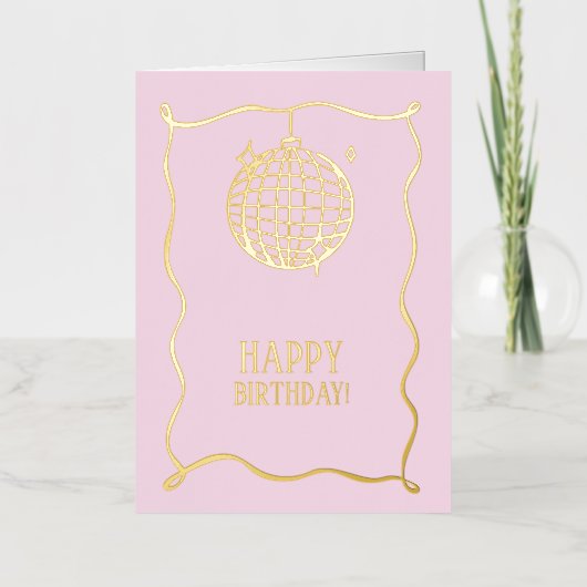 Happy Birthday Pink Foilf Einladung (Vorderseite)