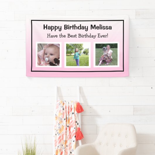 Happy Birthday Pink Foto Banner (Insitu)
