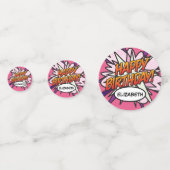 HAPPY BIRTHDAY Pink Fun Retro Comic Book Konfetti (Rückseiten)