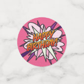 HAPPY BIRTHDAY Pink Fun Retro Comic Book Konfetti (Klein Vorderseite)