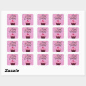 Happy Birthday Pink Glitzer Cupcake Stickers (Blatt)