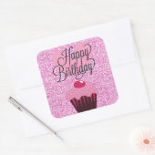 Happy Birthday Pink Glitzer Cupcake Stickers (Umschlag)