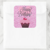 Happy Birthday Pink Glitzer Cupcake Stickers (Tasche)