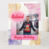 Happy Birthday Pink Gradient Moderne Hinzufügen Fo Karte (Vorderseite)