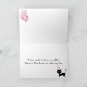 Happy Birthday Pink Heart Eiffel Tower Cat Karte (Innenseite)