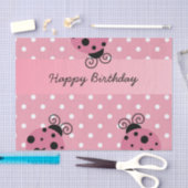 Happy Birthday Pink Ladybug Polka Dot Tissue Paper Seidenpapier (Handwerk)