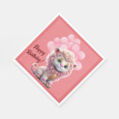 Happy Birthday Pink Lion Serviette (Ecke)
