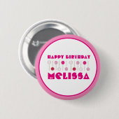Happy Birthday Pink Mattiert Cake Pops Gastgeschen Button (Vorne & Hinten)