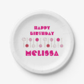 Happy Birthday Pink Mattiert Cake Pops Gastgeschen Pappteller (Vorderseite)