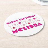 Happy Birthday Pink Mattiert Cake Pops Gastgeschen Runder Pappuntersetzer (Angewinkelt)