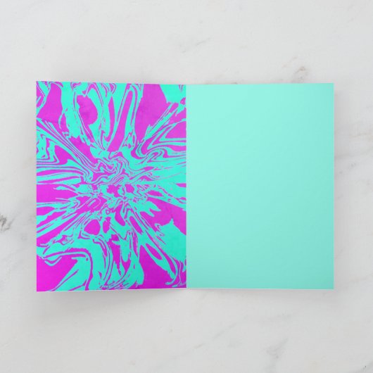 Happy Birthday Pink Mint Green Psychedelic Blume Karte (Innenseite)