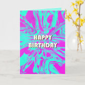 Happy Birthday Pink Mint Green Psychedelic Blume Karte (Gelbe Blume)