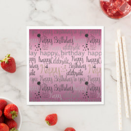 Happy Birthday Pink Ombre Serviette