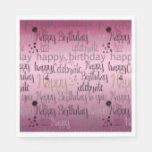 Happy Birthday Pink Ombre Serviette (Vorderseite)