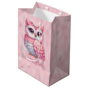 Happy Birthday Pink Owl on Pink Mittlere Geschenktüte