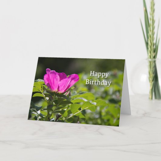 Happy Birthday Pink Paper Rose Card Karte (Vorderseite)