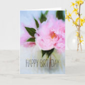 Happy Birthday Pink Peony Bouquet Illustration Karte (Gelbe Blume)