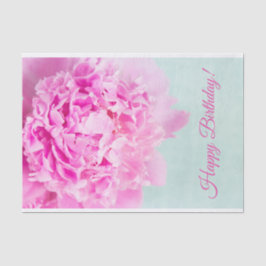 Happy Birthday Pink Peony Pastel Seidenpapier