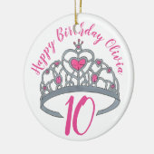 Happy Birthday Pink Princess Tiara Crown Keramik Ornament (Links)