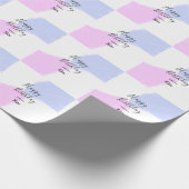Happy birthday pink purple pastel name simple eleg geschenkpapier (Ecke)