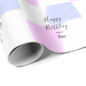 Happy birthday pink purple pastel name simple eleg geschenkpapier (Rolleneckpunkt)