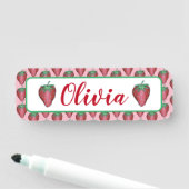 Happy Birthday Pink Red Sweet Strawberry Berries Namensschild (Beispiel)