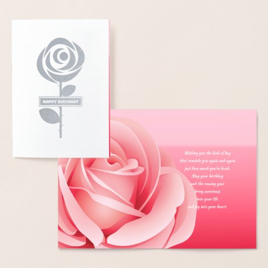 Happy Birthday. Pink Rose Real Foil Luxury Cards Folienkarte (Anzeige)