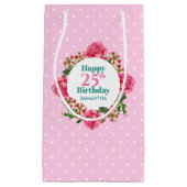 Happy Birthday Pink Rose Red White Petunia Polka Kleine Geschenktüte (Vorderseite)