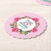 Happy Birthday Pink Rose Red White Petunia Polka Untersetzer (angewinkelt)