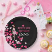 Happy Birthday Pink Roses Cocktail Kleid Pappteller (Party)