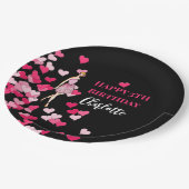 Happy Birthday Pink Roses Cocktail Kleid Pappteller (Schrägansicht)