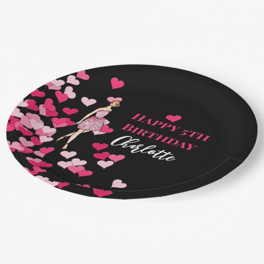 Happy Birthday Pink Roses Cocktail Kleid Pappteller (Schrägansicht)