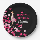 Happy Birthday Pink Roses Cocktail Kleid Pappteller (Vorderseite)