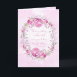 Happy Birthday Pink Roses Friendship Quote Karte<br><div class="desc">Beautiful Happy Birthday card with pink watercolor roses wreath framing a Thomas Aquinas quote "There is nothing on this earth more prized than true friendship."</div>