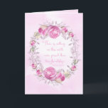 Happy Birthday Pink Roses Friendship Quote Karte<br><div class="desc">Beautiful Happy Birthday card with pink watercolor roses wreath framing a Thomas Aquinas quote "There is nothing on this earth more prized than true friendship."</div>