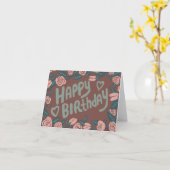 HAPPY BIRTHDAY Pink Roses Rahmen floral anpassen Karte (Gelbe Blume)