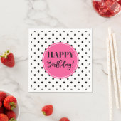 Happy Birthday Pink Schwarz-weiß Dots Napkins Serviette (Beispiel)