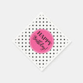 Happy Birthday Pink Schwarz-weiß Dots Napkins Serviette (Ecke)