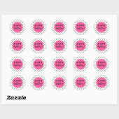 Happy Birthday Pink Schwarz-weiß Dots Runder Aufkleber (Blatt)