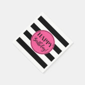 Happy Birthday Pink Schwarz-weiß Stripes Napkins Serviette (Ecke)
