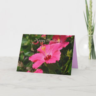 Happy Birthday Pink Striped Hibiskus Karte