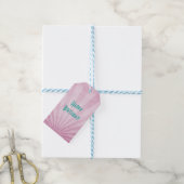 Happy Birthday Pink Sunray mit einer Shabby Textur Geschenkanhänger (Mit Garn)