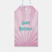 Happy Birthday Pink Sunray mit einer Shabby Textur Geschenkanhänger (Vorderseite)