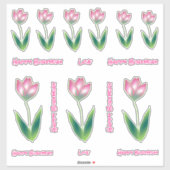 Happy Birthday Pink Tulip Bloom Stickers Aufkleber (Blatt)