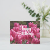 Happy Birthday Pink Tulip Blume Postkarte (Stehend Vorderseite)