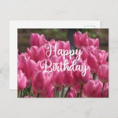 Happy Birthday Pink Tulip Blume Postkarte (Vorne/Hinten)